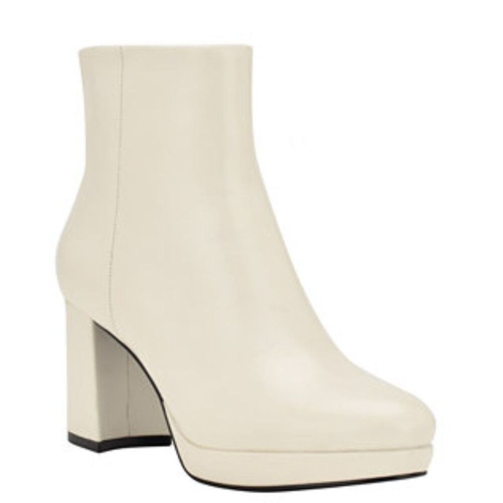 Calvin Klein Platform Ankle Booties 9.5 Minimalist Dressy Chic Elegant Cream Uda